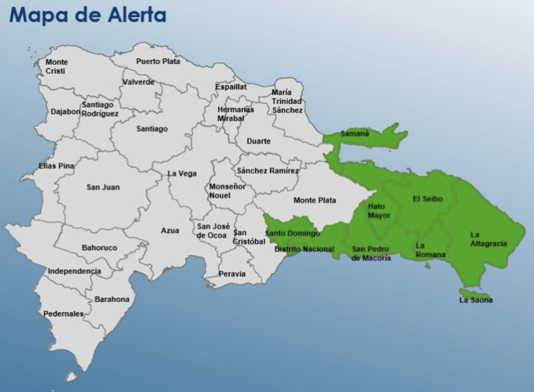 COE coloca en alerta verde al Gran Santo Domingo y seis provincias por onda tropical